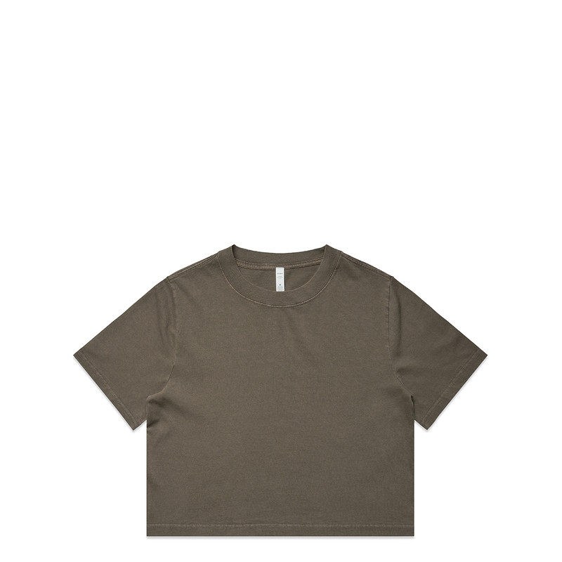 Women's Heavy Faded Crop Tee in Faded brown