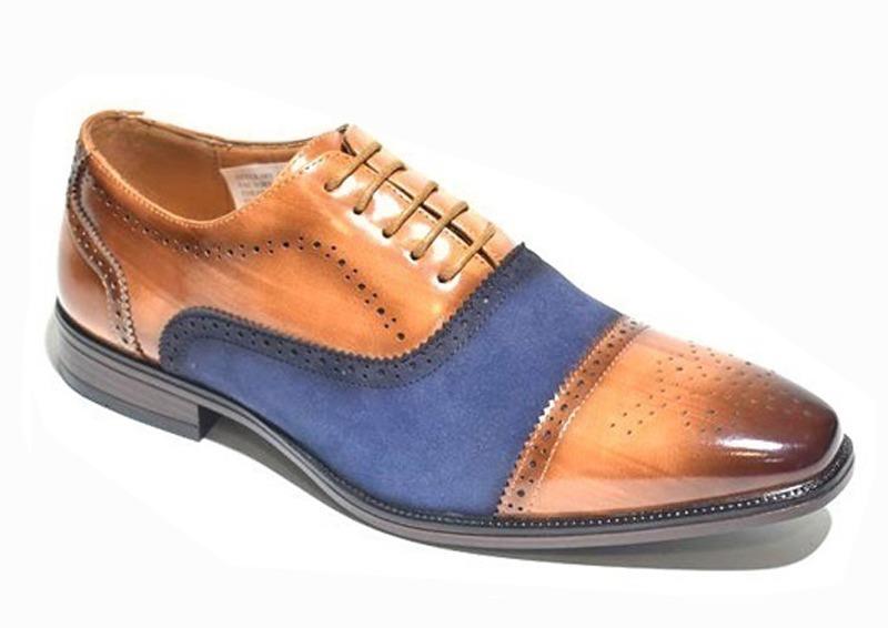 Men’s Lace-up Shoes MSH-9447 in Tan/Navy