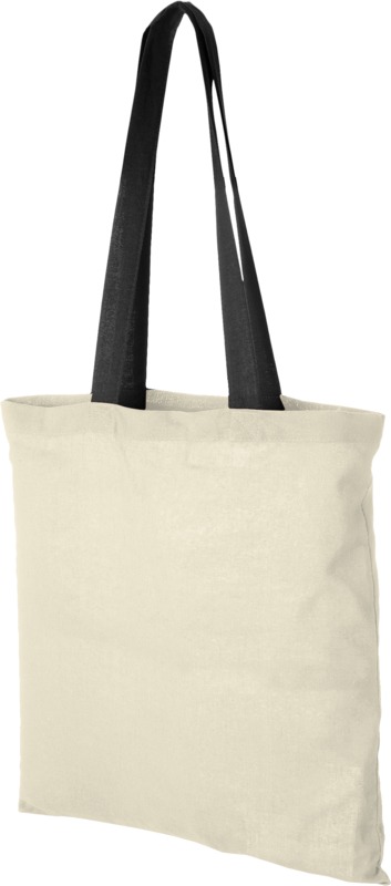 Nevada 100 g/m² cotton tote bag coloured handles 7L in Natural / Black