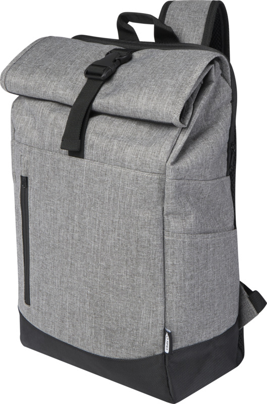 Libra 15.6" GRS recycled roll-up laptop backpack 12L in Heather grey / Black