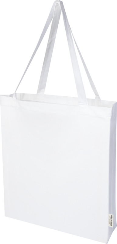 Madras 140 g/m² GRS recycled cotton gusset tote bag 12L in White